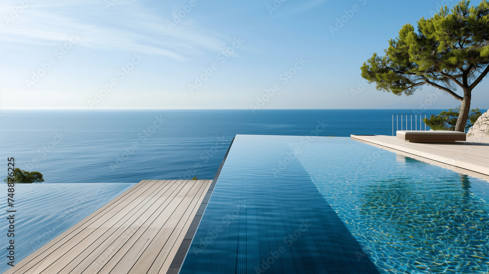 Piscine au bord de la méditerranée pour des vacances de luxe