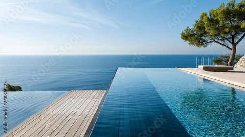 Piscine au bord de la m  diterran  e pour des vacances de luxe