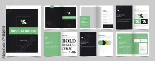 Brand Guidelines Template, Brand Identity Presentation Layout, Logo Guideline template, Brand Guidelines, A4 Guidelines