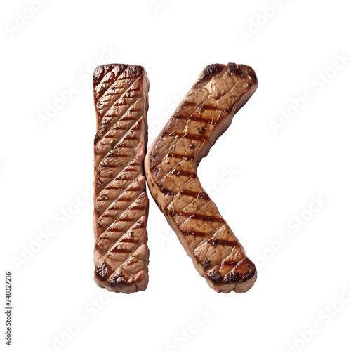 Wallpaper Mural Letter K made from beef steak, PNG file. Generative AI Torontodigital.ca
