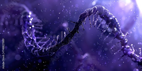 a dna in a purple background, in the style of light silver and azure, rim light, daz3d, innovative page design photo