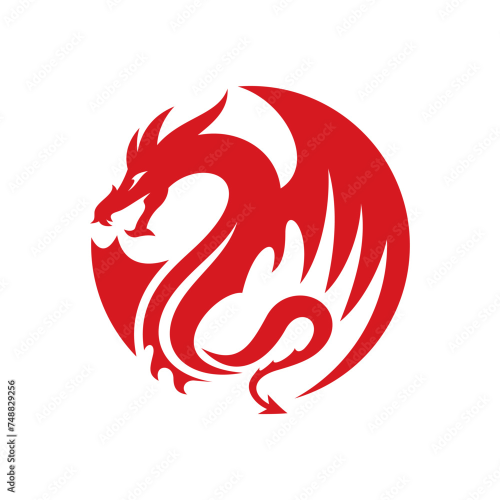 Vector Circle Dragon Logo Design Vector illustration