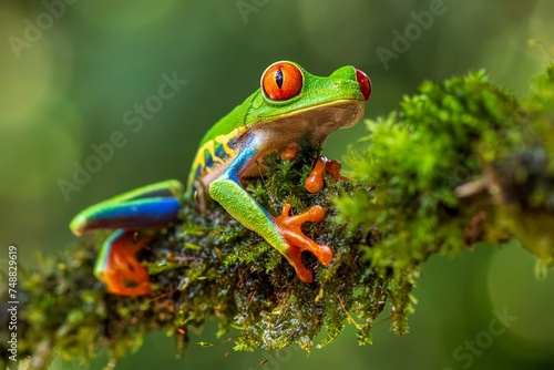 red eyed tree frog on leaf © Yuriko David