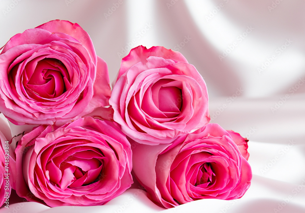 Pink roses on soft silk background Pink roses on soft silk background