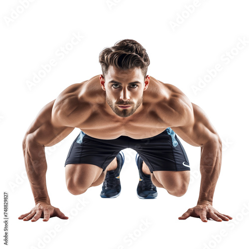 muscular man exercising, a photo of bodybuilder model for gym and protein company ad promotion