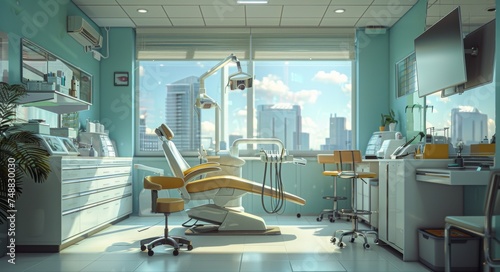 Contemporary Dental Clinic Room in light blue