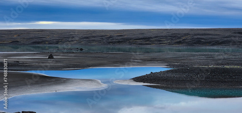 Iceland's glacial meltwater : Crystal Clear Pools Reflecting Landscape