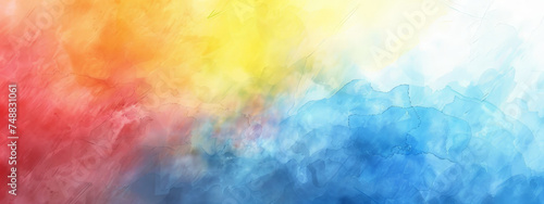 A colorful painting of a sky with blue, red, and yellow colors