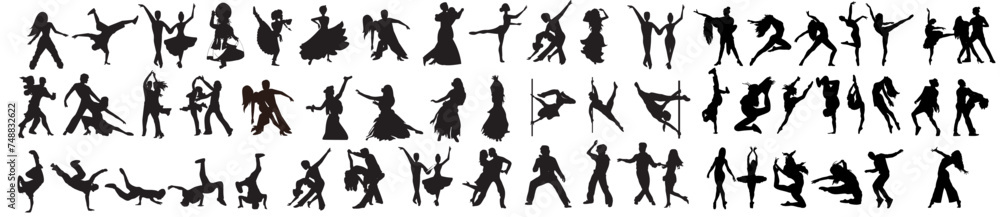 silhouettes set of dancers silhouettes set of dancers