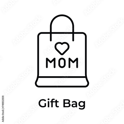 Mothers day shopping bag icon in trendy design style