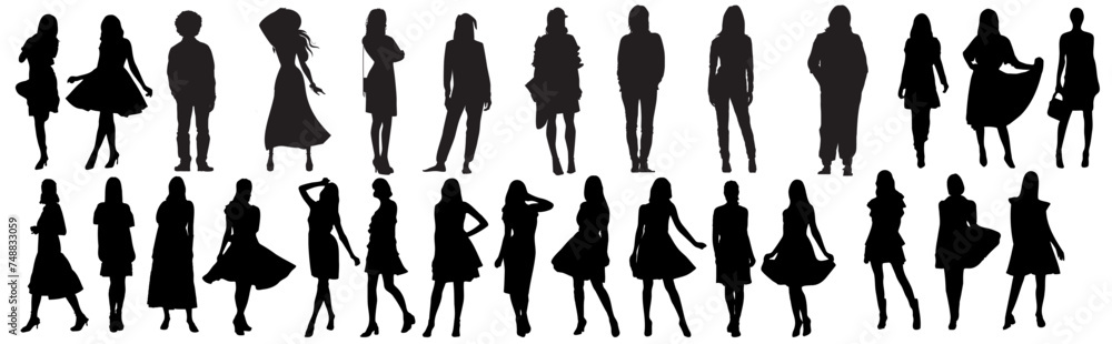 silhouette of a person different fashion - obrazy, fototapety, plakaty 