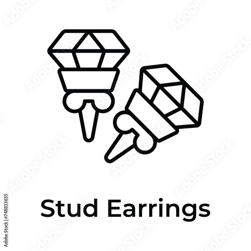 A piece of jewelry worn on the edge of the ear, icon of stud earrings in modern style