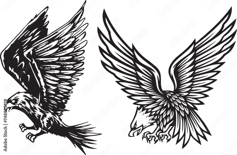 eagle tattoo design white vector illustration. American symbol of freedom eagle tattoo design white vector illustration. American symbol of freedom