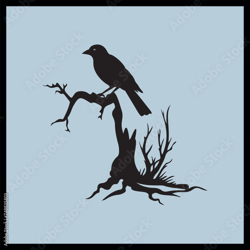 Bushshrike Bird Silhouette Vector, Bird Silhouette Vector Illustration, Background photo