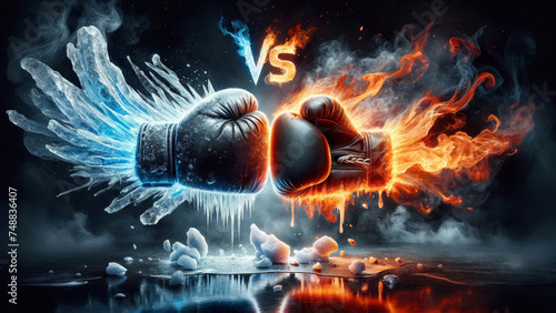 Fiery and Icy Boxing Gloves Collision with Dynamic Effects