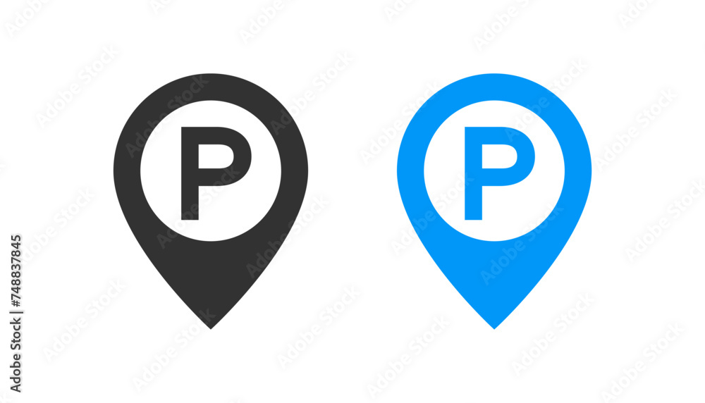 Parking location signs. Parking zone for car icons. Auto place. Geo pin for transport. Parking location signs. Parking zone for car icons. Auto place. Geo pin for transport.