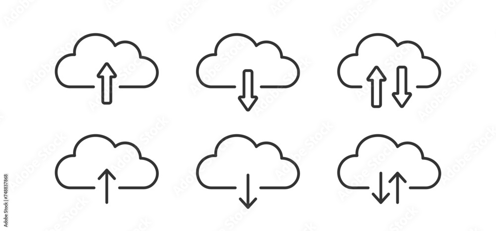 Hosting cloud icon. Download, upload files sign. Computer storage information. Communication server. - obrazy, fototapety, plakaty 