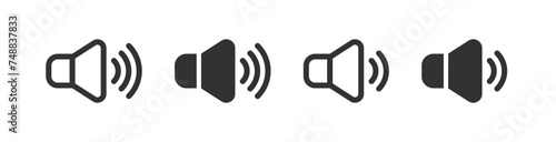 Volume icon. Audio speaker sign. Sound buttons. Music loud interface. Loudspeaker web.