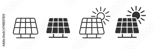 Solar panel icon. Eco, alternative energy. Ecology electric battery sign. Green energy.