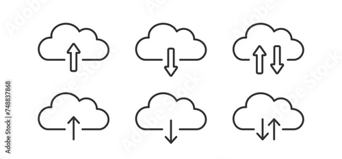 Hosting cloud icon. Download, upload files sign. Computer storage information. Communication server. photo