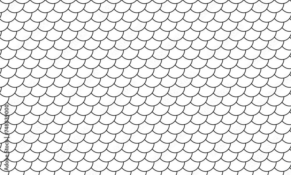 Fish scale texture seamless pattern on white background. Vector Illustration - obrazy, fototapety, plakaty 