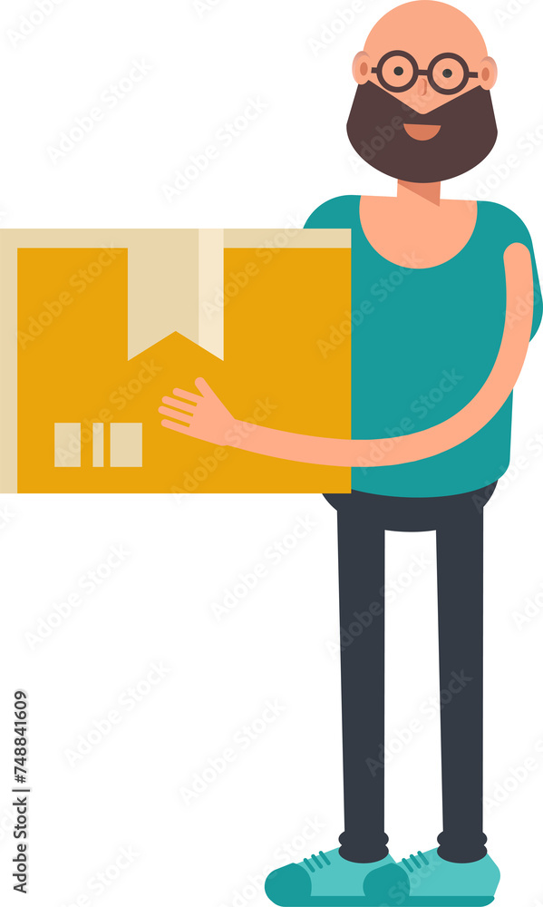 Bald Bearded Man Character Holding Box
Bald Bearded Man Character Holding Box