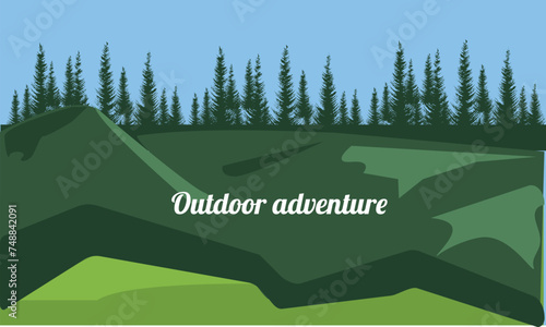 green forest background for hiking vector illustration