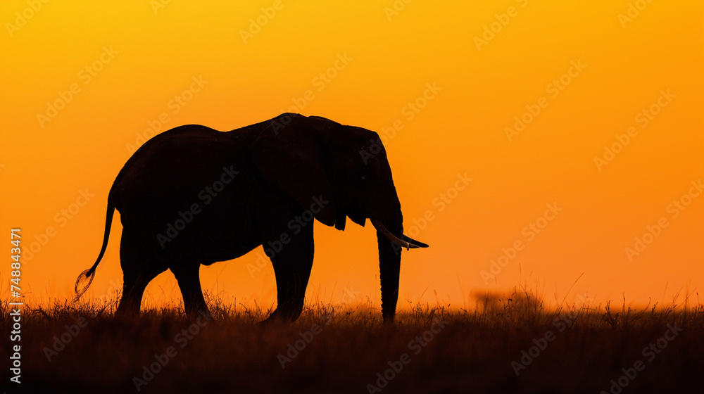 Fototapeta premium African elephant in silhouette, Botswana