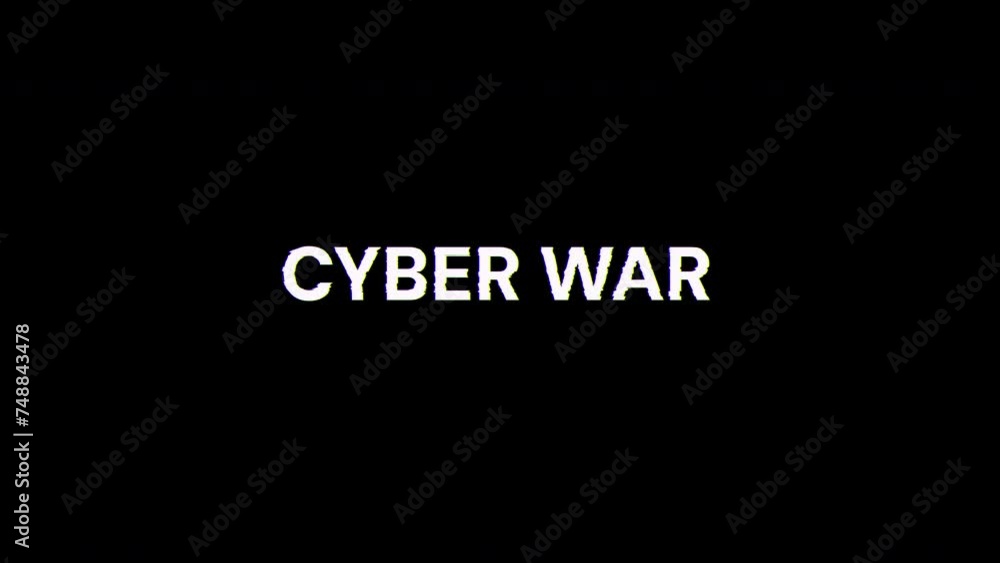 Cyber war text with screen effects of technological failures. Spectacular screen glitch with various kinds of interference Cyber war text with screen effects of technological failures. Spectacular screen glitch with various kinds of interference