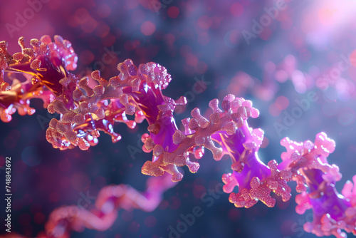 RNA spiraling around a ribosome for protein synthesis illustration photo