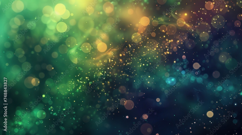 Obraz premium Colorful, effect dust purple particles illustration abstract glitter, texture bokeh, glow flare effect Green particles