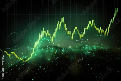 Digital financial graph on a technical analysis market screen. photo