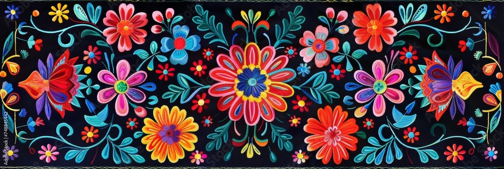 the vibrant heritage of Mexican Huichol patterns through this colorful design