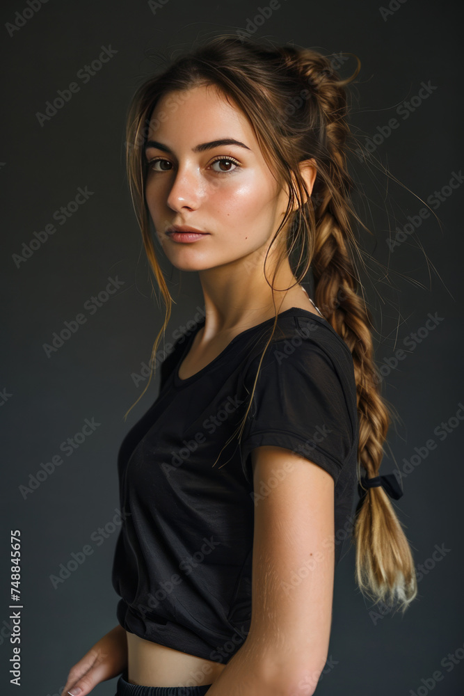 A girl in a sports top, Generative AI A girl in a sports top, Generative AI
