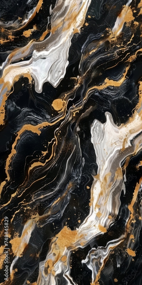 Background Texture Pattern in the Style of Black, White, and Beige, Swirling Marble Ink Fluid Elegance created with Generative AI Technology