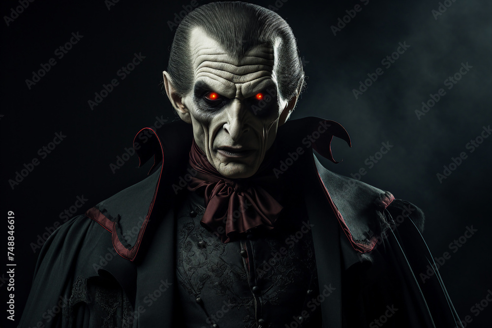 Generative AI illustration image of mysterious creepy scary vampire halloween night scene Generative AI illustration image of mysterious creepy scary vampire halloween night scene