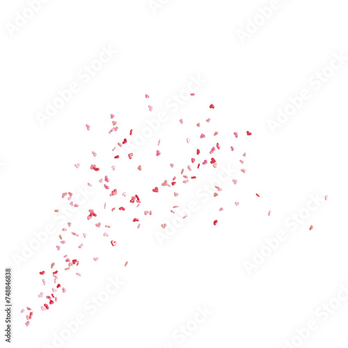 The  Love Heart Confetti decorative flew into the air, 3D Render