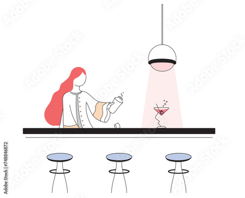 Mixologist vector illustration. Bartender futuristic drawing.