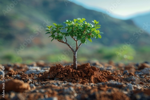 A symbol of hope and resilience, the young tree stands strong in a barren landscape, inspiring growth and perseverance