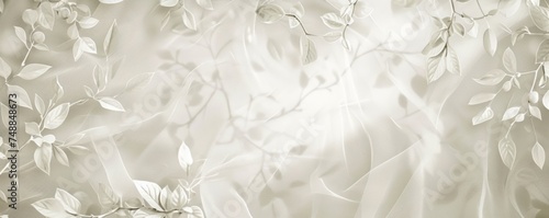 white vintage wallpaper with a stylized leaf background Generative AI