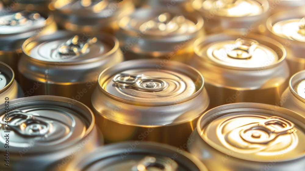 Beverage Cans on Conveyor Belt in Industrial Factory Beverage Cans on Conveyor Belt in Industrial Factory