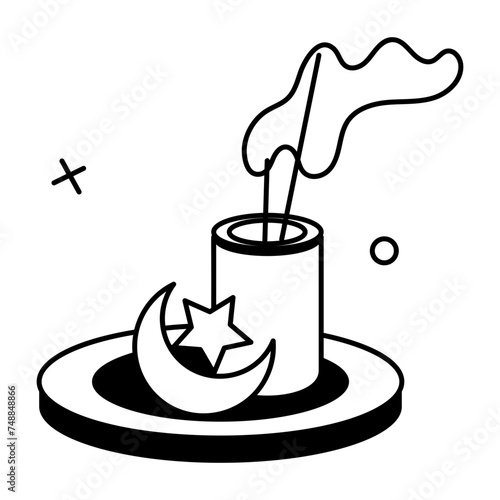 Handy glyph sticker of incense sticks 