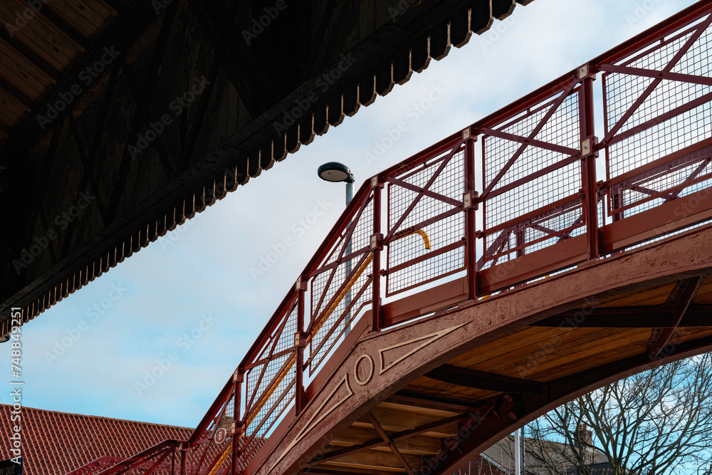 The new footbridge at the railway station, Beverley, UK. The new footbridge at the railway station, Beverley, UK.