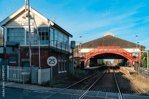 The new footbridge at the railway station, Beverley, UK.