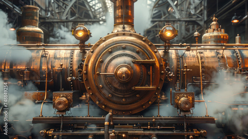 antique steam locomotive, generative ai