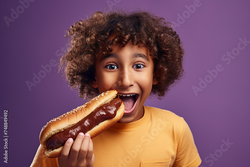 Junk food illustration person eating unhealthy foods high in calories generative AI photo