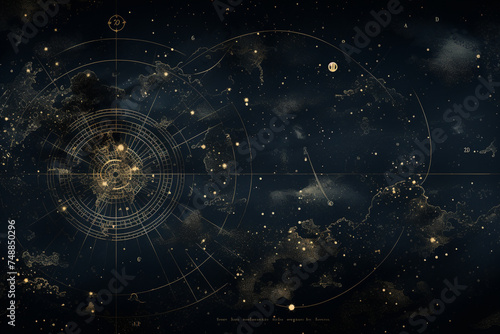 Steampunk Star Map with Constellations