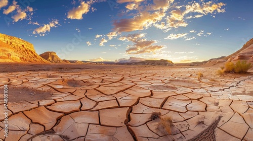Dried land in the desert Cracked soil crust climate chan 4