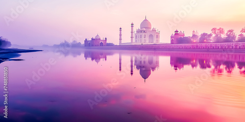 Beautiful Taj Mahal by the river