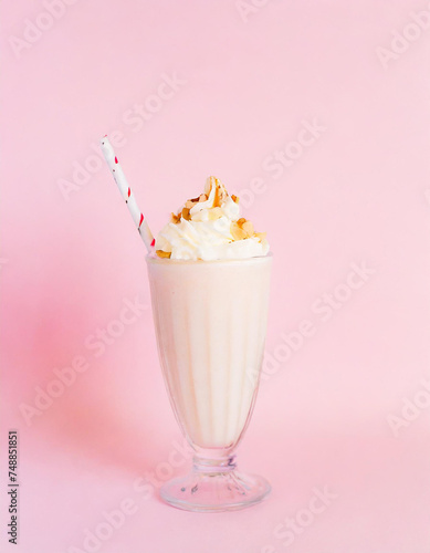 Wallpaper Mural Delicious pink milkshake. pink background Torontodigital.ca